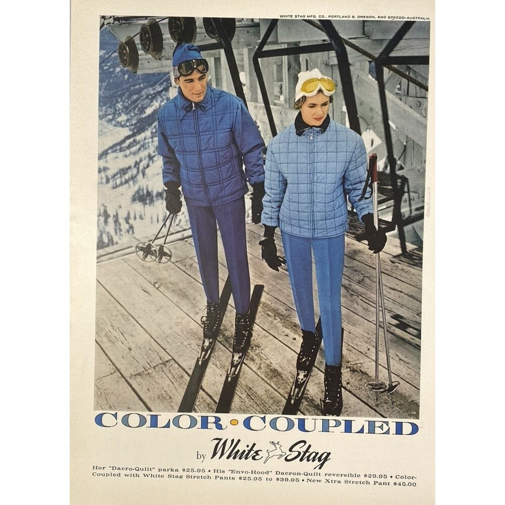 White Stag Mfg. Co. Ski Clothing "Color - Coupled" Vintage Print Ad 1960